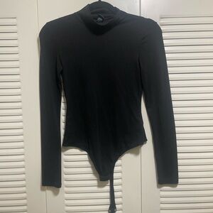 Wild Fable Black Fitted Long Sleeve Bodysuit